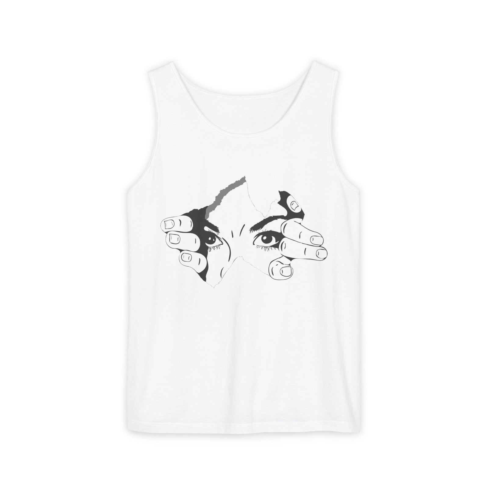 Ripped Jeans & Peeking Eyes Tank — Graphic Sleeveless Tee