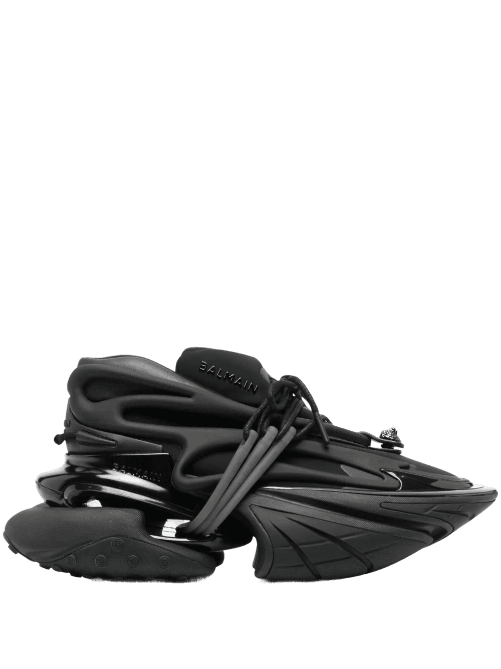 full shot of black clunky sneakers