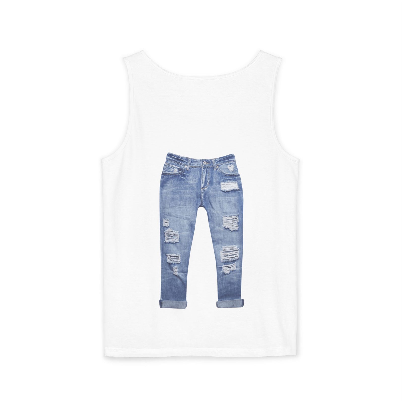Ripped Jeans & Peeking Eyes Tank — Graphic Sleeveless Tee
