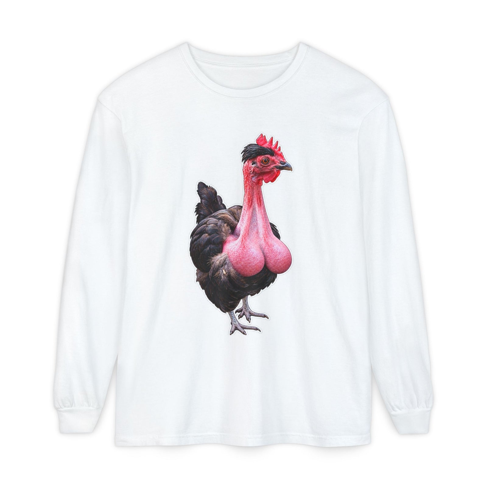 Long Sleeve T‑Shirt — Bold Hen Illustration Tee